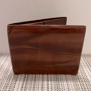 Vtg. 90's Split Cowhide AMITY Soft Leather Bifold Wallet. Brown/Black. Pockets.